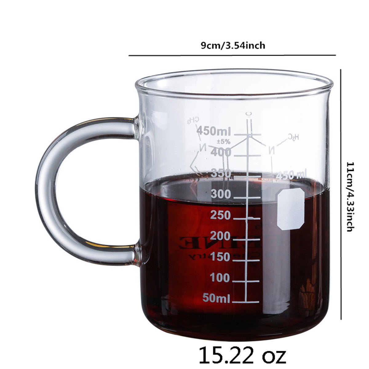 1PCS High Borosilicate Glass Cup,Coffee Cup,Coffee Shared Cup With Scale Marking